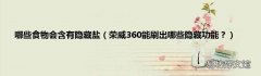 荣威360能刷出哪些隐藏功能？ 哪些食物会含有隐藏盐