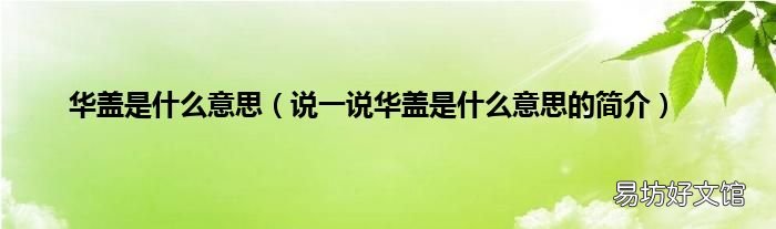 说一说华盖是什么意思的简介 华盖是什么意思