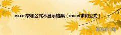 excel求和公式 excel求和公式不显示结果
