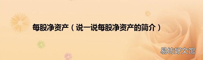 说一说每股净资产的简介 每股净资产