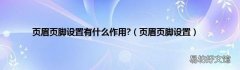 页眉页脚设置 页眉页脚设置有什么作用?