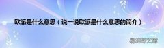 说一说欧派是什么意思的简介 欧派是什么意思
