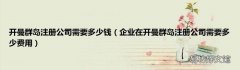 企业在开曼群岛注册公司需要多少费用 开曼群岛注册公司需要多少钱