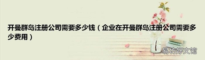 企业在开曼群岛注册公司需要多少费用 开曼群岛注册公司需要多少钱