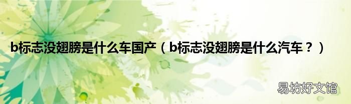 b标志没翅膀是什么汽车? b标志没翅膀是什么车国产