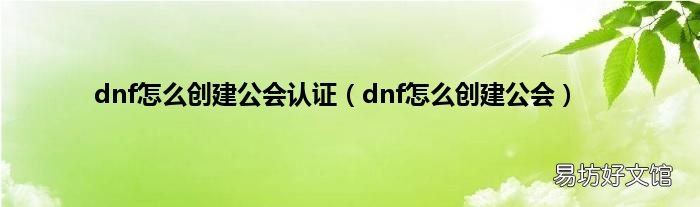 dnf怎么创建公会 dnf怎么创建公会认证