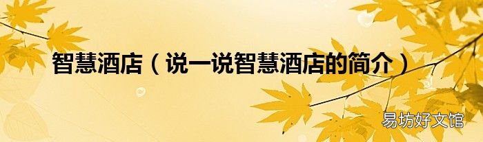 说一说智慧酒店的简介 智慧酒店