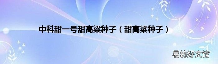 甜高粱种子 中科甜一号甜高粱种子