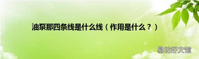 作用是什么? 油泵那四条线是什么线