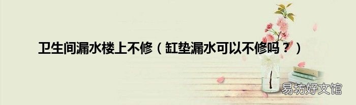 缸垫漏水可以不修吗? 卫生间漏水楼上不修