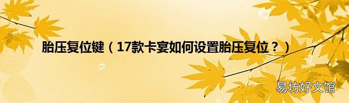 17款卡宴如何设置胎压复位? 胎压复位键