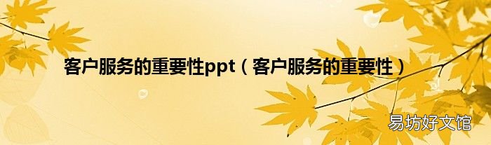 客户服务的重要性 客户服务的重要性ppt