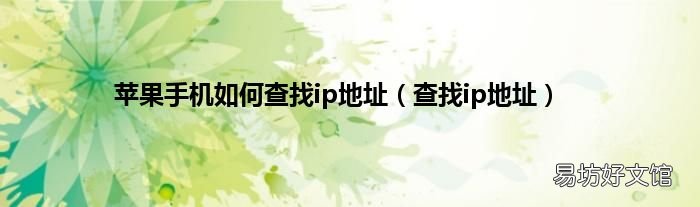 查找ip地址 苹果手机如何查找ip地址