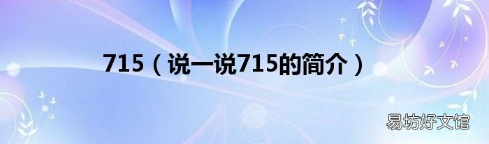 说一说715的简介 715
