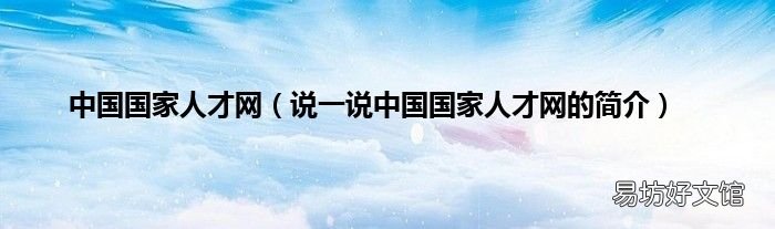 说一说中国国家人才网的简介 中国国家人才网