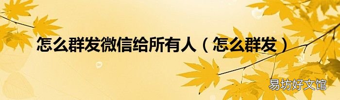 怎么群发 怎么群发微信给所有人