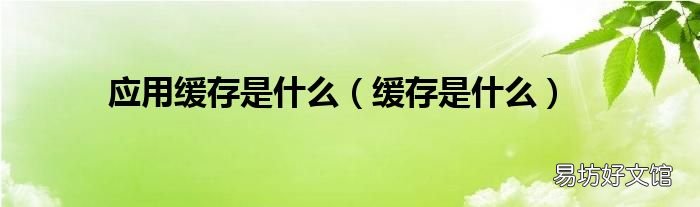 缓存是什么 应用缓存是什么