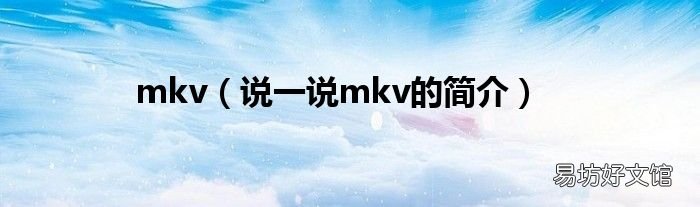 说一说mkv的简介 mkv