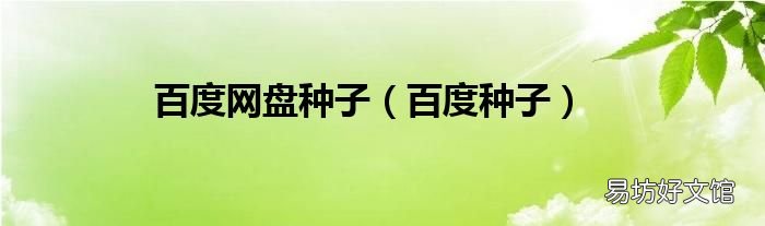 百度种子 百度网盘种子