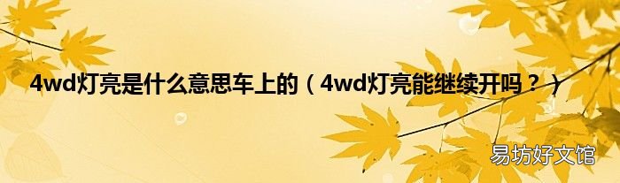 4wd灯亮能继续开吗？ 4wd灯亮是什么意思车上的