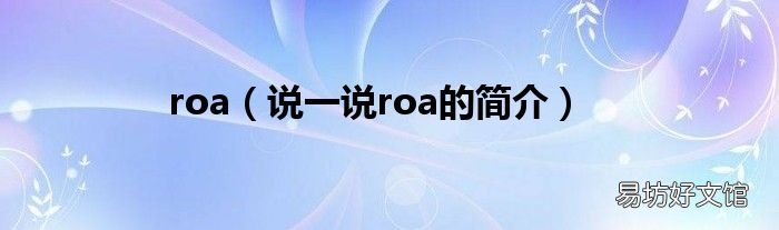 说一说roa的简介 roa