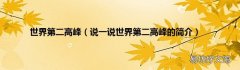 说一说世界第二高峰的简介 世界第二高峰