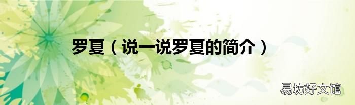 说一说罗夏的简介 罗夏