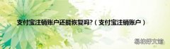 支付宝注销账户 支付宝注销账户还能恢复吗?