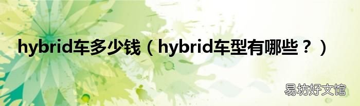 hybrid车型有哪些? hybrid车多少钱