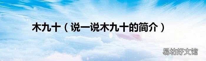 说一说木九十的简介 木九十