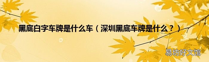 深圳黑底车牌是什么? 黑底白字车牌是什么车