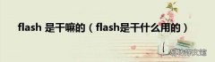 flash是干什么用的 flash 是干嘛的