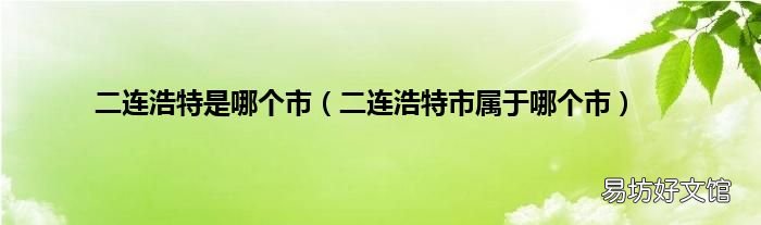 二连浩特市属于哪个市 二连浩特是哪个市