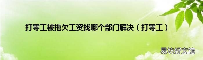 打零工 打零工被拖欠工资找哪个部门解决
