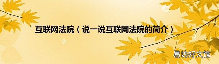 说一说互联网法院的简介 互联网法院