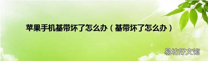 基带坏了怎么办 苹果手机基带坏了怎么办