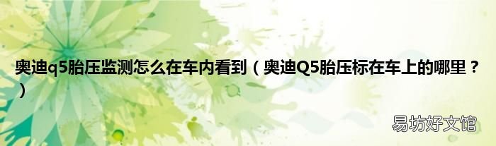 奥迪Q5胎压标在车上的哪里? 奥迪q5胎压监测怎么在车内看到