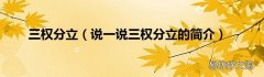说一说三权分立的简介 三权分立