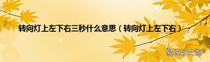转向灯上左下右 转向灯上左下右三秒什么意思