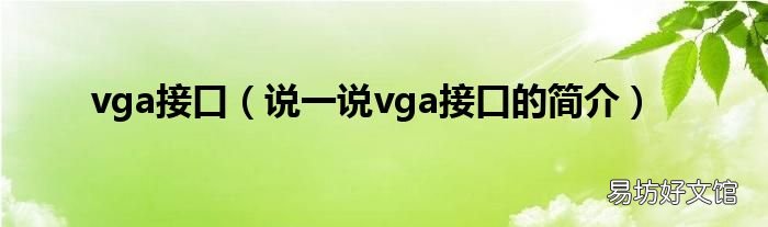 说一说vga接口的简介 vga接口