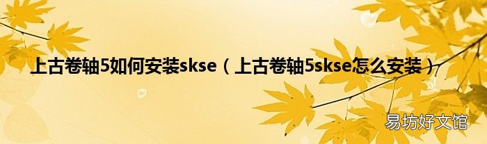 上古卷轴5skse怎么安装 上古卷轴5如何安装skse