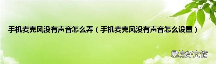 手机麦克风没有声音怎么设置 手机麦克风没有声音怎么弄