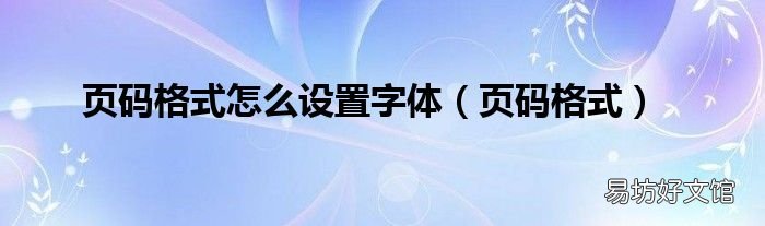页码格式 页码格式怎么设置字体