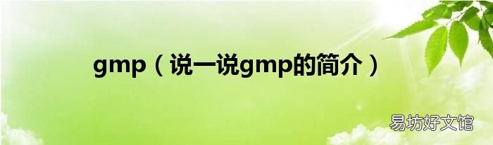 说一说gmp的简介 gmp