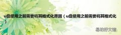 u盘使用之前需要将其格式化 u盘使用之前需要将其格式化原因