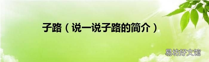 说一说子路的简介 子路