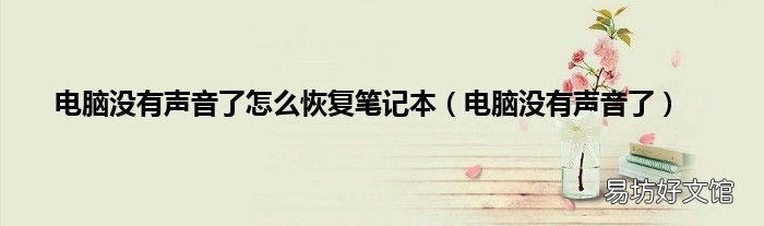 电脑没有声音了 电脑没有声音了怎么恢复笔记本