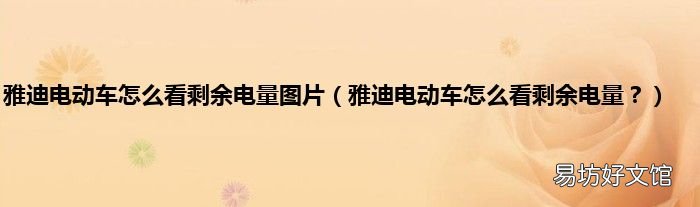 雅迪电动车怎么看剩余电量？ 雅迪电动车怎么看剩余电量图片