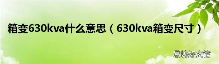 630kva箱变尺寸 箱变630kva什么意思