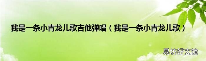 我是一条小青龙儿歌 我是一条小青龙儿歌吉他弹唱